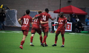 Reds celebrate goal vs Oly Town